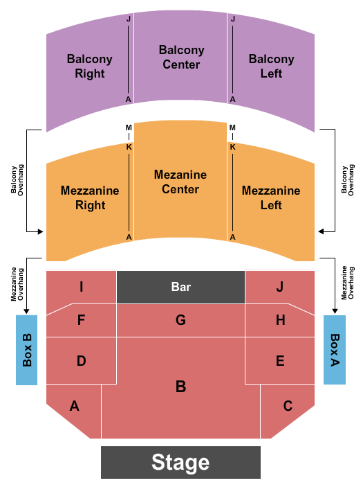Reserved seating chart for Wilbur Theatre: orchestra floor, side boxes, mezzanine, and balcony